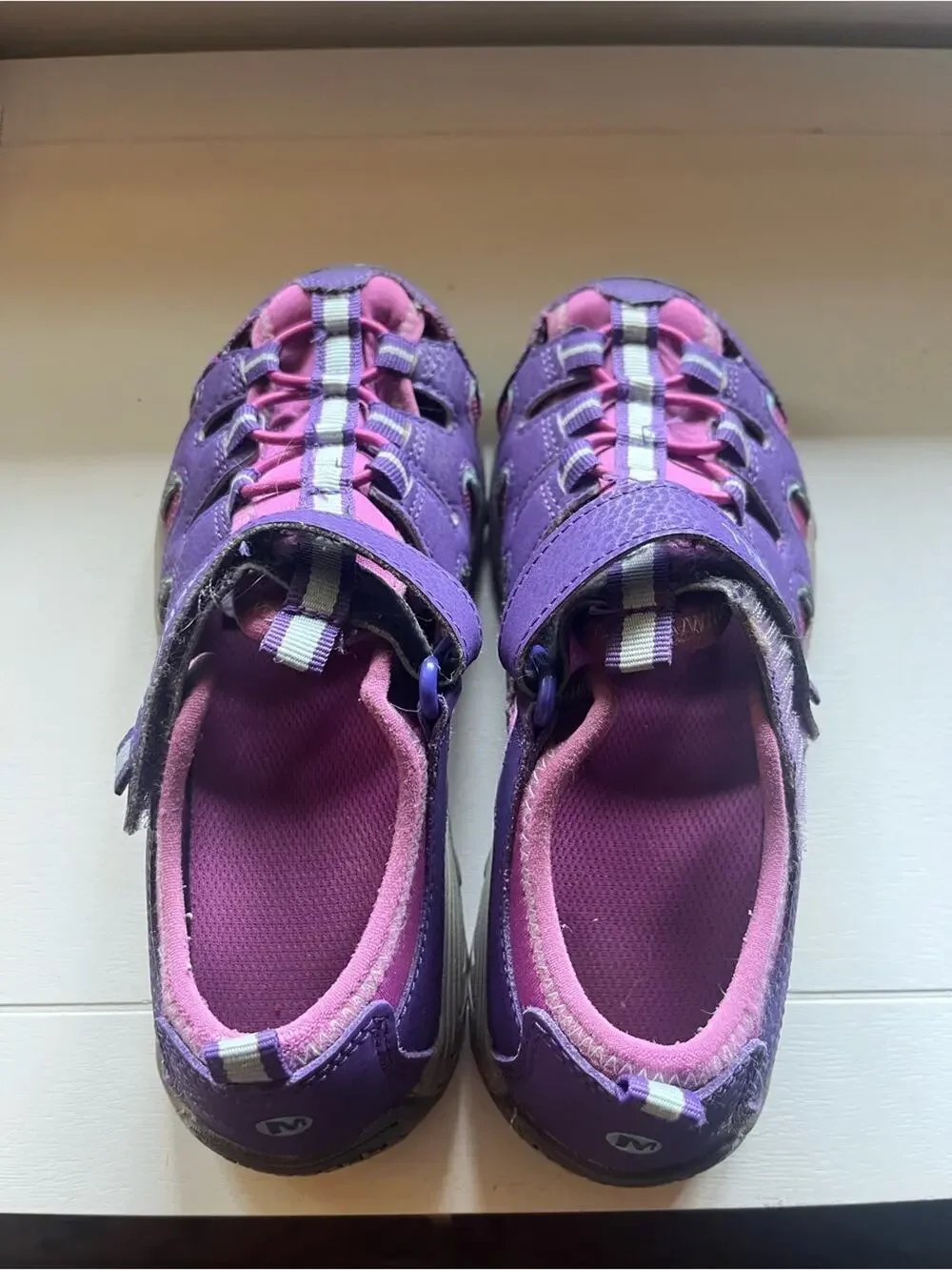 Kids Merrell Hydro H20 Hiking Water Closed Toe Sandals Girls Size 3 Pink Purple